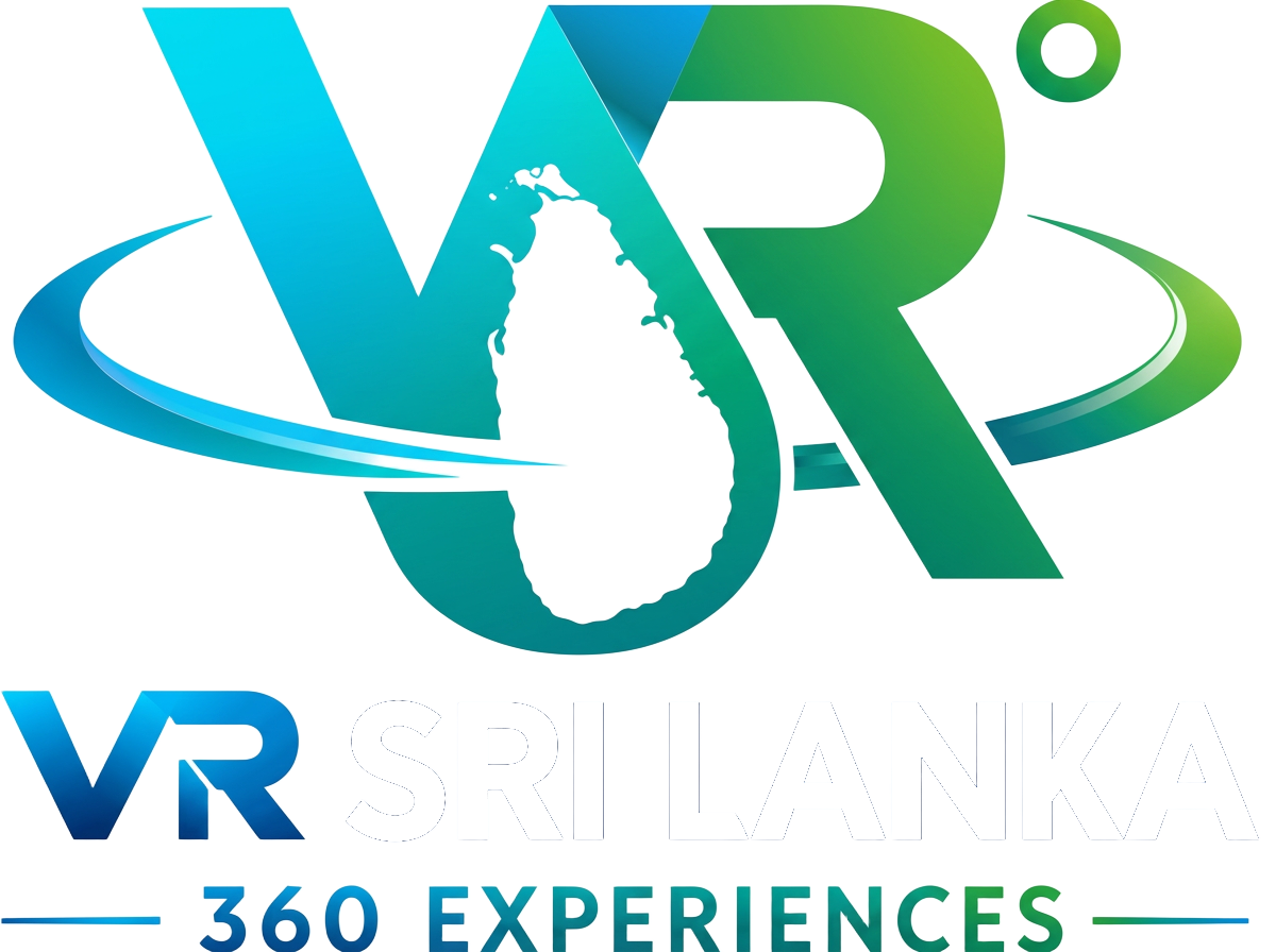VR Sri Lanka logo — VR° mark with Sri Lanka map, dark theme